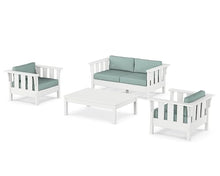 Martha Stewart by POLYWOOD® Acadia 4-Piece Deep Seating Set with Loveseat in White/Glacier Spa