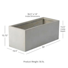 TITAN GREAT OUTDOORS Ash & Ember 15.75" Short Box Satin Ivory Planter, Lightweight Fiberstone with Weather-Resistant Finish, Modern Rectangle Planter Box for Indoor and Outdoor Plants