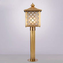 KADELONG Simplicity Glass Shade Yard Lamps E27 Brass Brushed Lawn Lights Garden House Outdoor Path Lights Landscape Deck Patio Porch External Floor Mount Lighting Fixture H26.00in,Chandelier Lighting