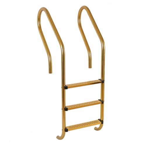 TT-YEL Gold 304 Stainless Steel Pool Ladder with 3 Built-in Pool Steps, Detachable Treads for Underground Pool Ladder, Spa Escalator, Suitable for Water Parks, Hotels