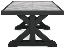 Signature Design by Ashley Beachcroft Farmhouse Weather and Rust Resistant Outdoor Coffee Table with Porcelain Tabletop, Black & Light Gray