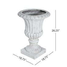 Hassyee Outdoor Antique Garden Urn Planter with Solid Base for Backyard, Park, Balcony, Flower Pot with Rustic Finish and Drainage Hole for Growing Flowers, Plants (Antique White)