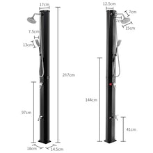 Xoiasth Outdoor Shower with Shower Head and Foot Washer Tap, 35L Solar Heated Shower, Temperature Adjustment Garden Pool Shower, for Poolside Pool Spa Backyard Beach