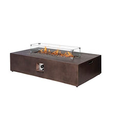 HOMPUS Propane Patio Fire Pit Table with Wind Guard, Lava Rocks and Rain Cover for Outdoor Leisure Party, 50,000 BTU 56-inch x 28-inch Rectangle Bronze Concrete Fire Table