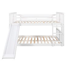 P PURLOVE Full Over Full Bunk Bed with Ladder and Slide White