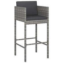 KPOUTRFG 5 Piece Garden Bar Set with 43.3 Inch Height Table in Grey Rattan for Outdoor Patio and Balcony