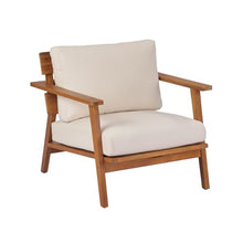 YJSPSSW 4-Piece Mid-Century Modern Acacia Wood Patio Seating Set – Outdoor Conversation Set with Loveseat, Club Chairs & Slatted Coffee Table + Weather-Resistant Cushions