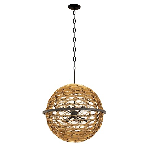 Savoy House 7-9352-10-46 Ventura Pendant, 10-Light 600 Total Watts, Matte Black and Gold