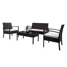 DUYHBAWRS in Stock 2pcs Arm Chairs 1pc Love Seat & Tempered Glass Coffee Table Rattan Sofa Set Brown Gradient Patio Outdoor Furniture