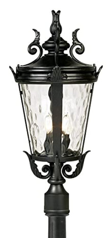 Casa Marseille 99 3/4" High Black Outdoor Post Light with Flat Base Pole