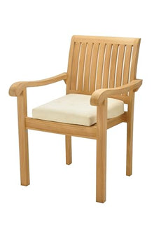 WholesaleTeak 8 Seats 9 Pcs Grade-A Teak Wood Dining Set: 60" Square Rectangle Butterfly Table and 8 Napa Stacking Arm Chairs #11NP1408