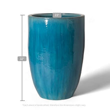 Emissary 23in Blue Stoneware Round Planter