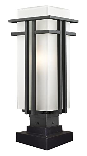 Z-Lite 549PHB-SQPM-BK Outdoor Pier Mount Light, Matte Opal shade Black Aluminum Finish