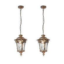 LustreVibe Retro Outdoor Pendant Light - Waterproof Ceiling Hanging Lamp for Garden, Patio, and Porch - Adjustable E27 Chandelier in Gold Finish (23 * 35cm)(Gold-18 * 27cm,2 PCS)