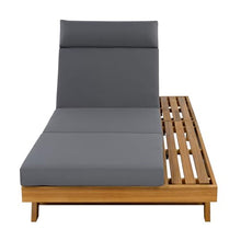 Christopher Knight Home Kayes Acacia Wood Chaise Lounge Chair Outdoor Set of 4, Poolside Sun Lounger Recliner, Patio Outdoor Chaise Lounge with 4'' Four-Folds Cushion, Teak+Dark Gray