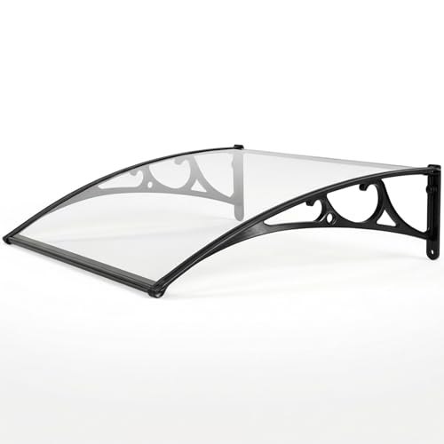 Premium Outdoor Porch Awning Heavy Duty Aluminium Front Door Canopy Solid Polycarbonate Rain Shelter with Drainage Gutter UV Protected Rustproof