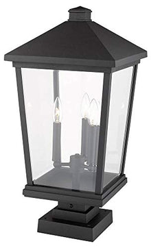 Z-Lite 568PHXLS-SQPM-BK 3 Light Outdoor Pier Mounted Fixture, Black