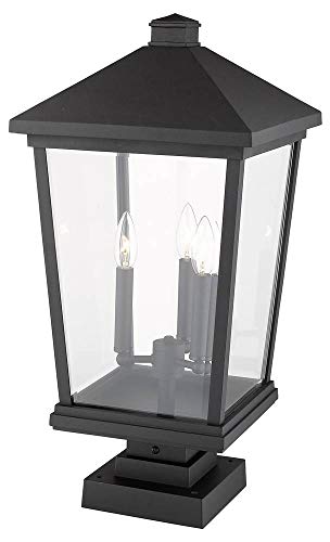 Z-Lite 568PHXLS-SQPM-BK 3 Light Outdoor Pier Mounted Fixture, Black