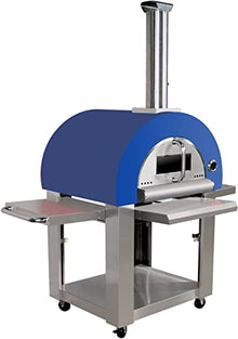 31" Outdoor Wood Fired Blue Stainless Steel Artisan Pizza Oven or Grill with Waterproof Cover