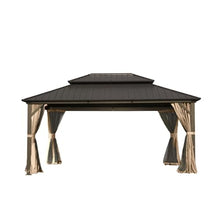 12x16 FT Hardtop Gazebo with Double Roof Canopy, Aluminum and Steel Frame Outdoor Pavilion for Backyard Parties, Weddings, and Dining