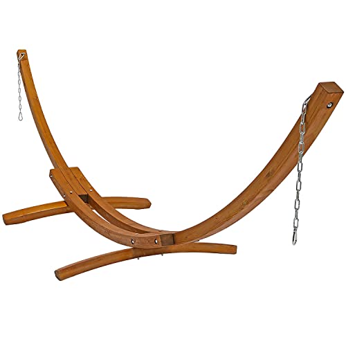Sunnydaze Curved Wooden Hammock Stand for Outside, Heavy Duty, Large