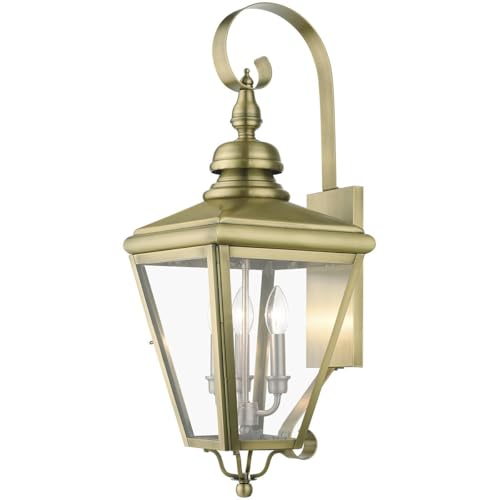 Livex Lighting 27373-01 Adams 3-Light Outdoor Wall Lantern, Brushed Nickel
