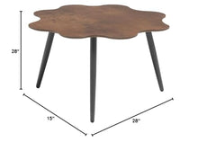 Whiteline Modern Outdoor Living ST1730L Flora Large or Small Side Table, Flower Shape Top, Brown