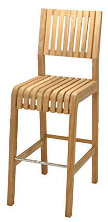 TeakStation Grade-A Teak Wood Maldives 4 Pcs Bar Set: 36" Round Table & 3 Armless Chair (30" Seat High) #37ML4AL