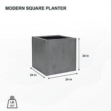 Pottery Pots Block XL Fiberstone Square Planter Gray 24 Inch
