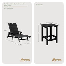 WestinTrends Malibu Poly Reclining Chaise Lounge Set with Table Navy Blue