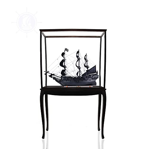 Old Modern Handicrafts Black Pearl Pirate Ship Model with Display Case Multicolor