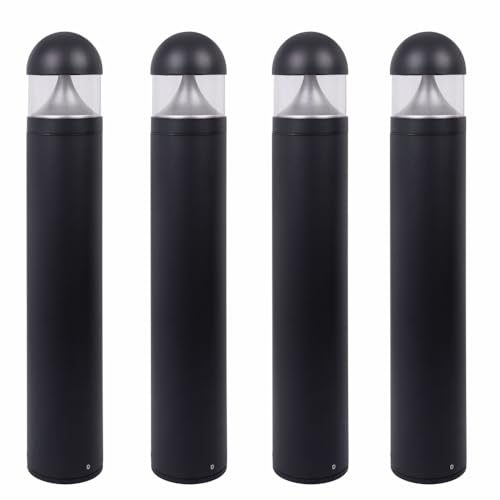 Solus Rounded LED Bollard Path Light – 20W Integrated LED, 1400 Lumens – 3000K or 4000K CCT – Modern Outdoor Light, ETL Listed – Black or Bronze Finish (Black, 3000K / 4 Pack)