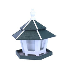 AmishToyBox.com Gazebo Bird Feeder - Deluxe Triple Compartment Post-Mount Large Bird Feeder - Made in the USA with Poly Lumber (Turf Green and White)