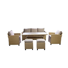 6 Pcs Dining Set- 7 Seats.Outdoor Garden Patio Backyard Furniture Set (D As Shown)