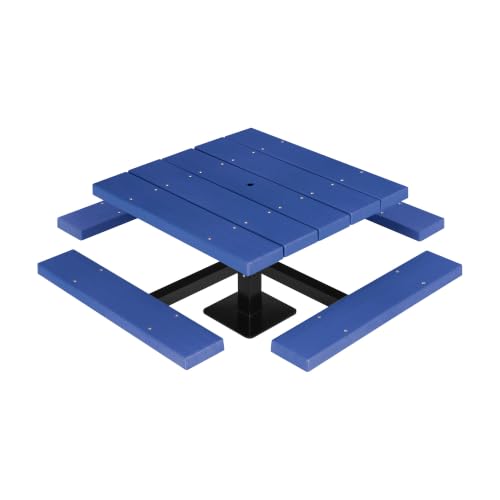 BarcoBoard 48 in. Square Pedestal Picnic Table, Surface Mount, Blue