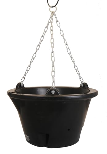 Amberol 18.5 Inch Commercial Grade Self-Watering Hanging Basket with Heavy Duty Chain - Black