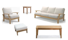 WholesaleTeak Somer 5 Pc Sofa Set: Sofa, Lounge Chair, Ottoman, Coffee Table & Side Table with Sunbrella Cushions in #57003 Canvas White #12SO5
