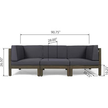 WEALTHKING 3-Piece Outdoor Modular Sofa Set with Twin Sectional End Pieces and Armless Component – Configurable Design for Small Yards, Urban Apartments (Dark Gray + Acacia Wood)