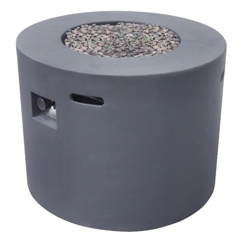 Noble House Aidan 40.000 BTU Circular Concrete Stone Fire Pit in Dark Gray