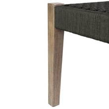 Hassyee Natural Eucalyptus Wood Frame Garden Bench w/Charcoal Woven Rope Seat for Backyard, All Weather Outdoor Patio Bench w/Solid Wood Frame & Open Weave Structure for Porch, Poolside