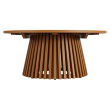 Modway Lane 39 Inch Teak Wood Outdoor Round Coffee Table in Natural – Slatted Patio Table with Pedestal Base for Patio, Balcony, Deck, Backyard, Terrace Or Sunroom