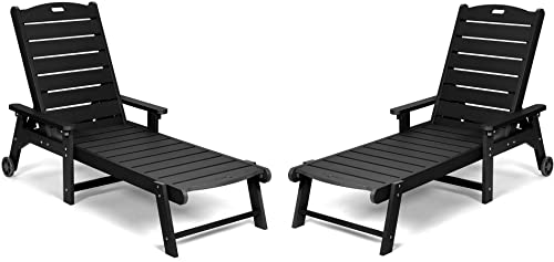 hOmeQomi Lounge Chair Set of 2 Adjustable Backrest All Weather Waterproof Black
