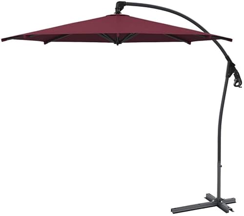 Parasol 3m Outdoor Umbrella Garden Umbrella Market Outdoor Table Umbrella Patio Umbrella Push Button Terrace Umbrella Beach Umbrella (Wine Red 3m Iron)