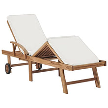 WANGKENSU Sun Loungers with Cushions 2 pcs,Outdoor Wood Lounge Chaise, Lounger for Pool,Beach Sun Tanning Chair,Outdoor Bed,Patio Deck Chair, Solid Teak Wood Red (Cream 76.8" x 23.4" (L x W))