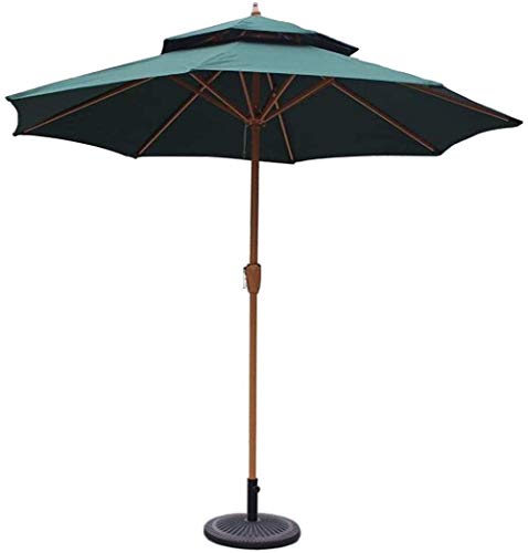 JIIPOREGJ Outdoor Garden Parasols Parasols 9Ft / 270Cm Double Top Garden Patio Umbrella with Crank Handle, Sun Shade Waterproof Protection for Terrace, Balcony, Pool, Beach,Dark Green-A