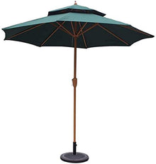 JIIPOREGJ Outdoor Garden Parasols Parasols 9Ft / 270Cm Double Top Garden Patio Umbrella with Crank Handle, Sun Shade Waterproof Protection for Terrace, Balcony, Pool, Beach,Dark Green-A