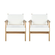 Christopher Knight Home Arber Acacia Wood Lounge Chair Outdoor Set of 2 with Removable Cushion, Solid Wood Patio Accent Chair with Cushion, Patio Furniture Set Sofa Chair, Beige+Light Teak