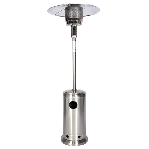 JS Ellie 46,000 BTU Outdoor Propane Patio Heater with Wheels, Propane Heater, Outdoor Heaters for Patio, Space Heater, Heater, for Patio, Party, Backyard, Garden Stainless Steel