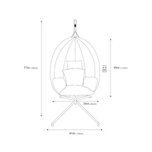 Ozarke Indoor Outdoor Swing Egg Floor Chair - Patio Rattan Wicker Hanging with Stand, Hammock for Bedroom, Porch, Balcony, Garden, Thickened Aluminum Alloy Steel Frame - 441lbs Weight Capacity (Black)
