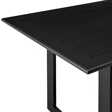 Armen Living Grand Outdoor Patio 7-Piece Dining Table Set in Aluminum with Grey Cushions